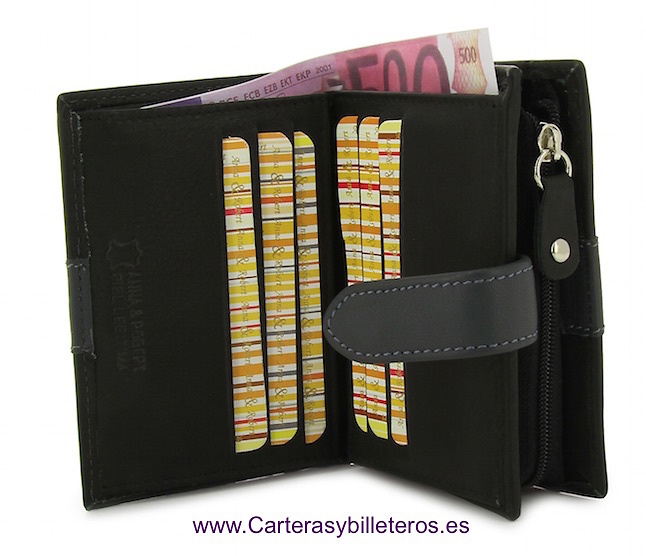 WOMEN'S WALLET WITH ZIPPER PURSE MADE IN LEATHER 