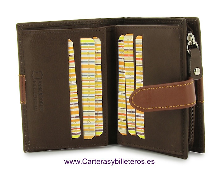 WOMEN'S WALLET WITH ZIPPER PURSE MADE IN LEATHER 