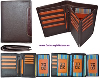 BUSINESS CARD HOLDER WALLET MADE IN BOVINE LEATHER QUALITY OF LARGE CAPACITY