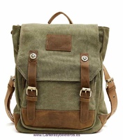 EXTRA STRONG CANVAS BACKPACK BAG WITH POCKETS AND REINFORCED LEATHER STRAPS AND HANDLES WITH METAL BUCKLES