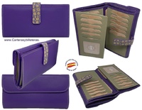 LARGE WOMEN'S LEATHER WALLET UBRIQUE DEEP PURPLE OR PURPLE