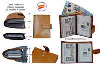 LEATHER WALLET CARD HOLDER 26 CARDS CUBILO BRAND