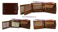 LEATHER WALLET CARD TWO TONE WITH PURSE AND CLOSED