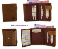 LEATHER WALLET CARD WITH PURSE TWO TONE