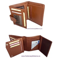 LEATHER WALLET FOR LEFT-HANDED WITH EXTERIOR CLOSURE 