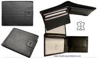 MEN'S SMALL LEATHER WALLET WITH BILLFOLD AND COIN PURSE AND WING CARD HOLDER