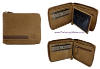 MEN'S ZIPPERED WALLET IN WAXED LEATHER WITH COIN PURSE WILDZONE