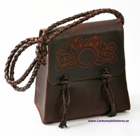 OILED LEATHER BAG WITH LEATHER TRIM SEWING AND ORANGE BADANA