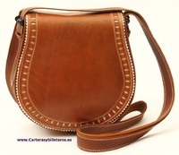 OILED LEATHER BAG WITH SATIN LEATHER FLAP