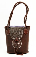 OILED LEATHER HANDBAG BAG WITH DOUBLE STRANDED