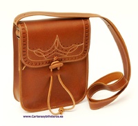 OILED LEATHER SMALL BAG WITH LEATHER TRIM