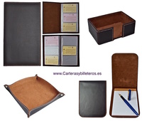 SET LEATHER DESK ACCESSORIES