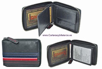 SMALL WALLET MAN ZIPPER AMERICAN NAVY RED