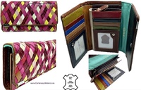 VERY LARGE WOMEN'S WALLET WITH CARD HOLDER WALLET IN COLOURED LEATHER STRAPS