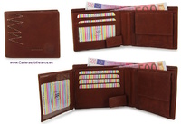 WALLET MAN WITH PURSE  VERY COMPLETE IN  LEATHER ZIG-ZAG