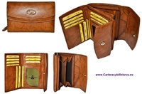 WALLET PORTFOLIO WOMAN WITH DOUBLE FLAP LEATHER