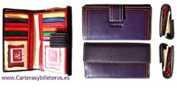  WALLET WOMEN IN CATTLE SKIN AND COLOR STITCHING