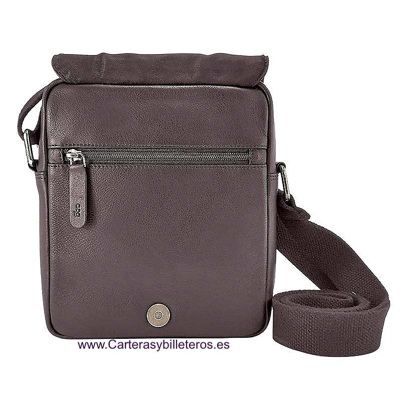 BOLSO BANDOLERA HOMBRE PIEL NAPA LUX MARCA ACQ CON SOLAPA Y BOLSILLOS MEDIANO 