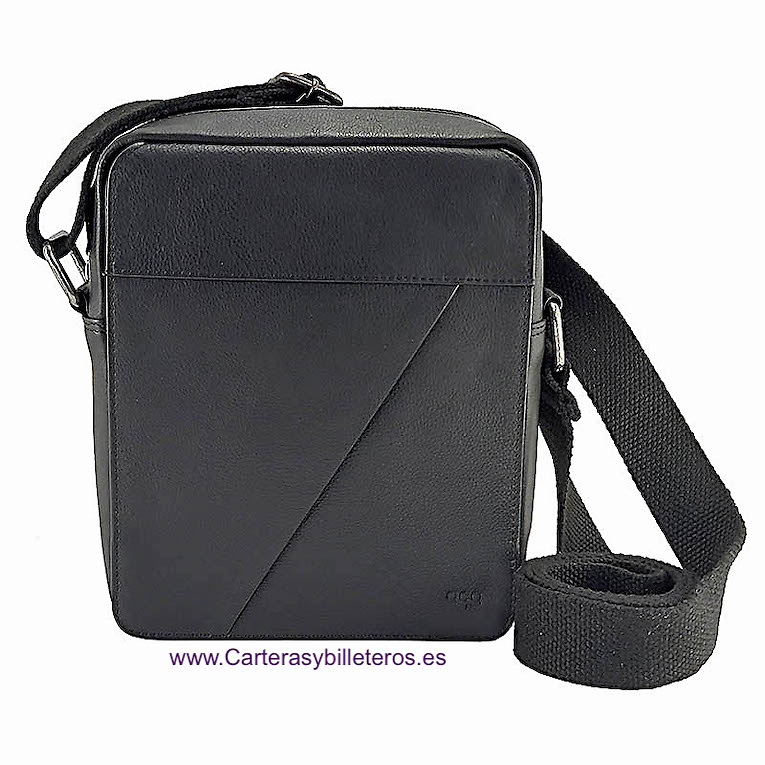 BOLSO BANDOLERA HOMBRE PIEL NAPA LUX MARCA ACQ CON SOLAPA Y BOLSILLOS MEDIANO 