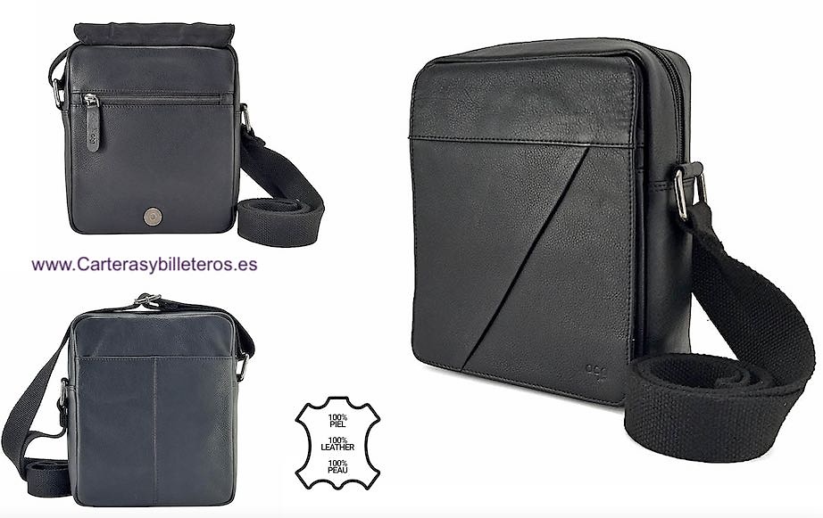 BOLSO BANDOLERA HOMBRE PIEL NAPA LUX MARCA ACQ CON SOLAPA Y BOLSILLOS MEDIANO 