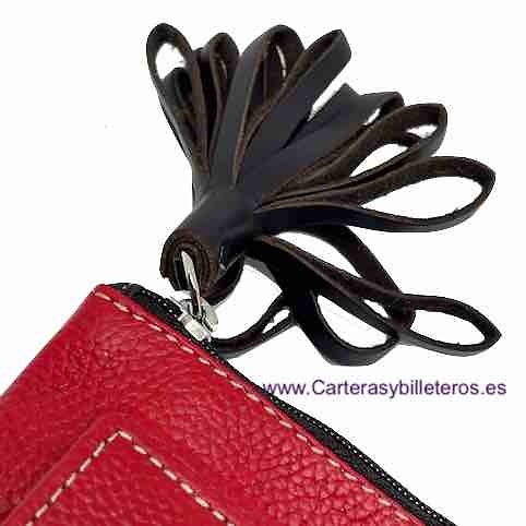 BOLSO CARTERA DE MUJER CON ADORNO DE BORLA EN EL CIERRE - 15 COLORES - 