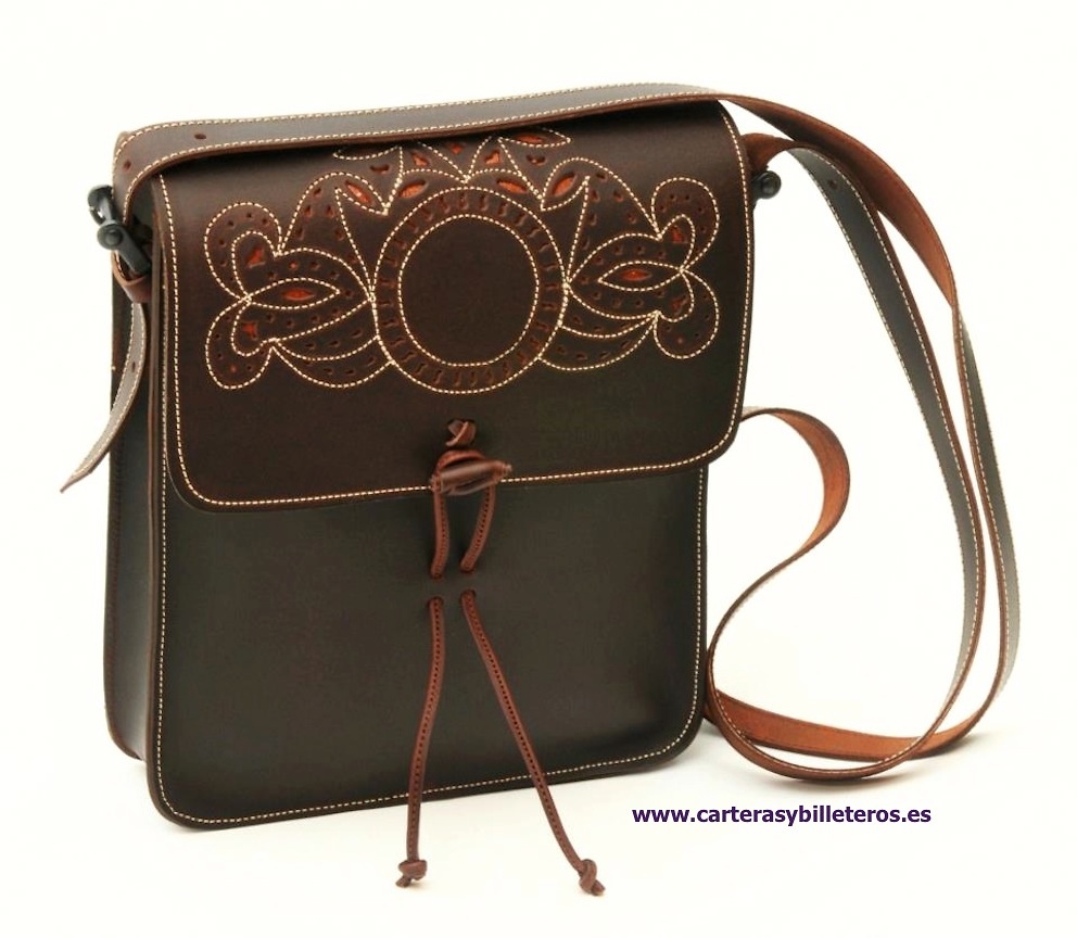 BOLSO DE CUERO ENGRASADO ARTESANIA MARROQUINERA 