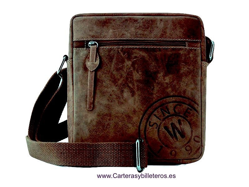 BOLSO HOMBRE DE PIEL ENGRASADA MARCA WILDZONE -DOS COLORES- 