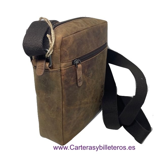 BOLSO HOMBRE GRANDE DE CUERO WILDZONE CON BOLSILLOS EXTERIORES E INTERIORES 2 COLORES 