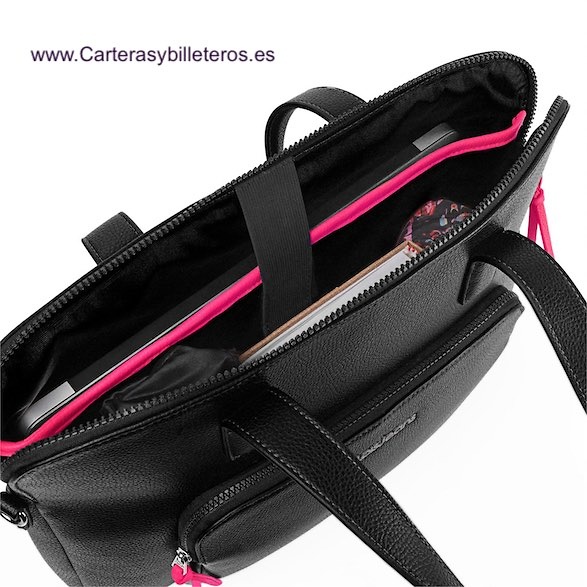 BOLSO PORTADOCUMENTOS DE MUJER LOIS CON ASAS, MULTI BOLSILLOS Y BANDOLERA PARA COLGAR 