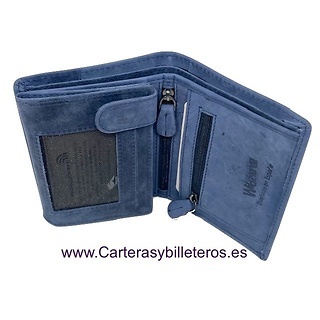 CARTERA BILLETERA DE HOMBRE EN PIEL NATURE CON MONEDERO GRANDE 14 TARJETAS 