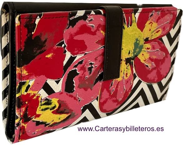 CARTERA BILLETERA DE MUJER CON MONEDERO Y LA PIEL EXTERIOR PINTADA 