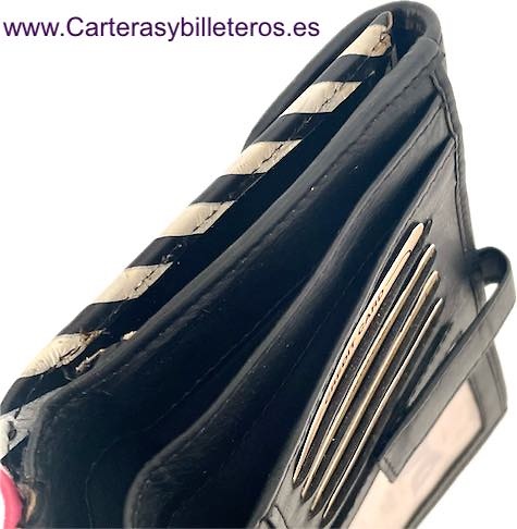 CARTERA BILLETERA DE MUJER CON MONEDERO Y LA PIEL EXTERIOR PINTADA 