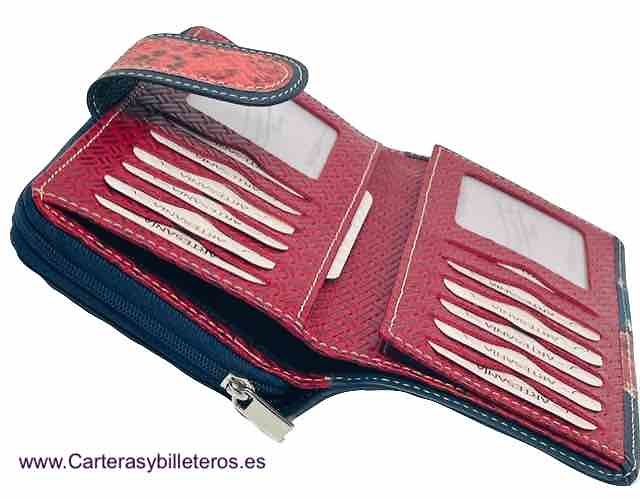 CARTERA BILLETERA GRANDE DE MUJER CON MONEDERO TRIPLE PARA MUCHAS TARJETAS EN PIEL UBRIQUE 