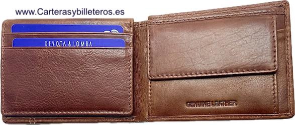 CARTERA BILLETERA TARJETERO HORIZONTAL DE CUERO CON NERVADURA GRABADA 