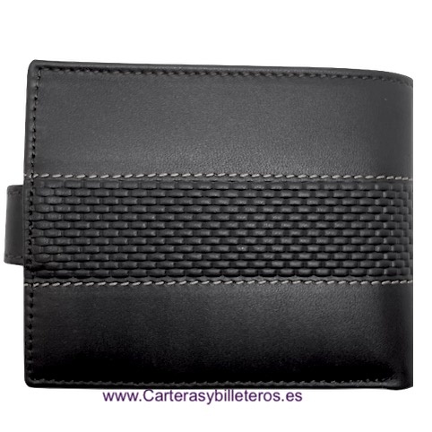 CARTERA DE HOMBRE DE PIEL LUXURY MARCA TITTO BLUNI CARBONO 