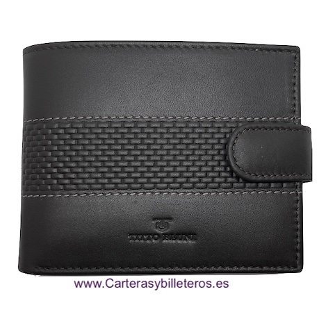 CARTERA DE HOMBRE DE PIEL LUXURY MARCA TITTO BLUNI CARBONO 