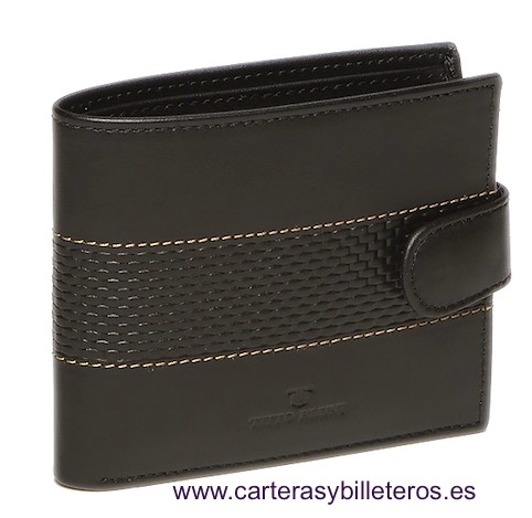 CARTERA DE HOMBRE DE PIEL LUXURY MARCA TITTO BLUNI CARBONO 