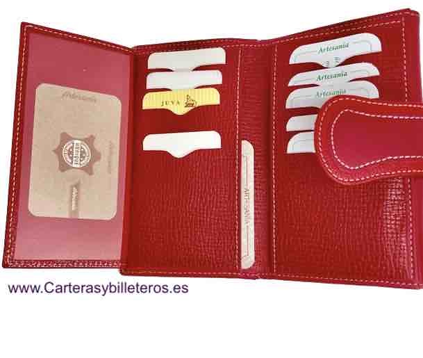 CARTERA DE MUJER DE PIEL UBRIQUE CON MONEDERO CREMALLERA ROJA MEDIANA 