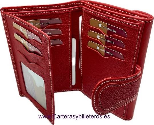 CARTERA DE MUJER DE PIEL UBRIQUE CON MONEDERO CREMALLERA ROJA 