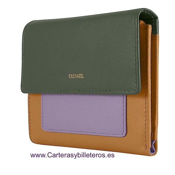 CARTERA DE MUJER MARCA CACHAREL HECHA DE PIEL COMBINANDO TRES COLORES MUY ELEGANTE 