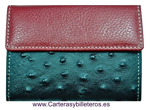 CARTERA DE MUJER PEQUEÑA DE PIEL DE AVESTRUZ 