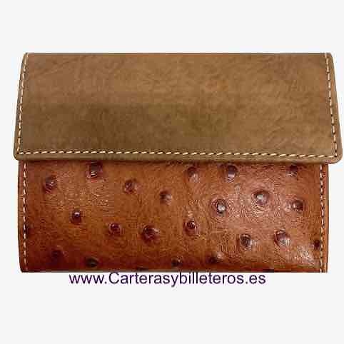 CARTERA DE MUJER PEQUEÑA DE PIEL DE AVESTRUZ 