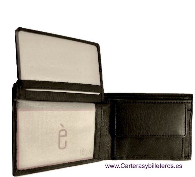 CARTERA DE PIEL PEQUEÑA PARA HOMBRE CON BILLETERO Y MONEDERO Y TARJETERO DE ALA 