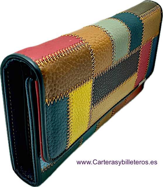 CARTERA GRANDE DE MUJER DE PIEL PATHWORK EXTERIOR CON CIERRE DE SOLAPA 