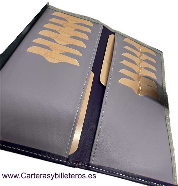 CARTERA GRANDE DE MUJER DE PIEL UBRIQUE LILA CON ADORNO MORADO 