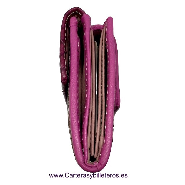 CARTERA GRANDE DE PIEL DE SERPIENTE Y VACUNO PARA MUJER 