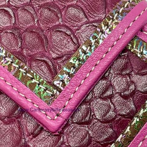 CARTERA GRANDE DE PIEL DE SERPIENTE Y VACUNO PARA MUJER 