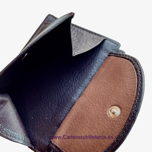 CARTERA HOMBRE CON MONEDERO EXTERIOR DE PIEL. 