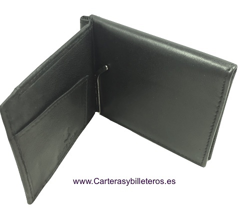 CARTERA HOMBRE CON PINZA PARA BILLETES Y MONEDERO EXTERIOR 