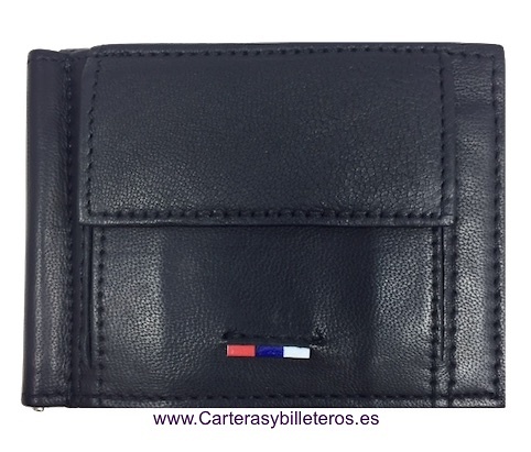 CARTERA HOMBRE CON PINZA PARA BILLETES Y MONEDERO EXTERIOR 